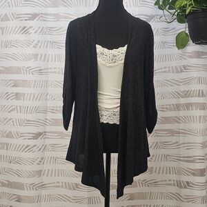 Women's Black Open-Front Cardigan Sweater